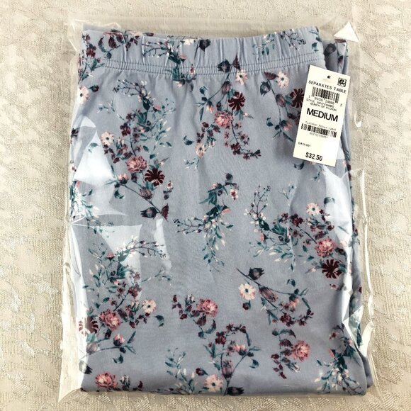 Charter Club Intimates Blue “Bunch of Floral” Cotton Crop Pajama Pants Sz M NWT - Picture 1 of 16